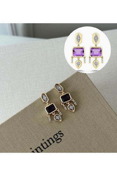 GLOWVİA AKSESUAR Vip Series Colorful Zircon Stone Dangle Earrings