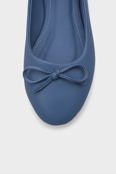 Capone Outfitters Balerini de damă cu fundă din piele naturală cu vârf rotund