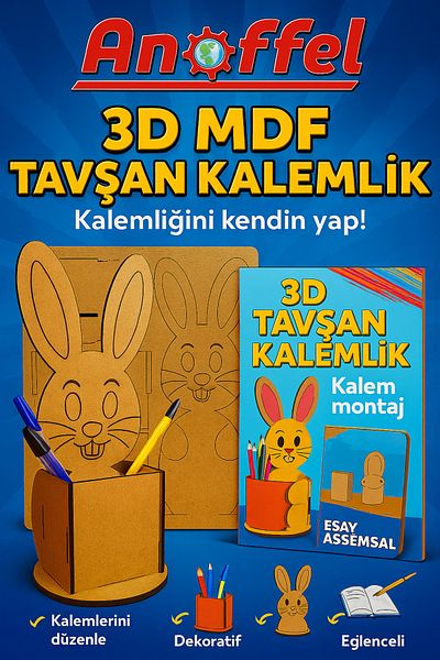 Anoffel Wooden 3D Rabbit Pen Holder Make Paint and Use