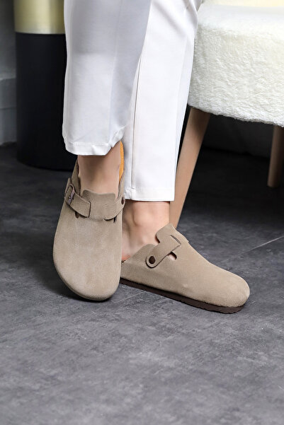 Land of Cork Snape Unisex Süet Taupe Kapalı Terlik – Anatomik Doğal Mantar Tabanlı, Ark Destekli Konfor