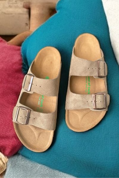 Land of Cork Чехли Albus Taupe Suede Cork Sole