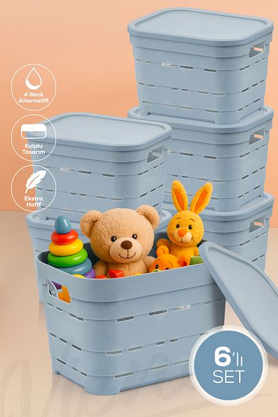 Vienev Cutie de depozitare perforată de 5 litri cu 6 capac albastru