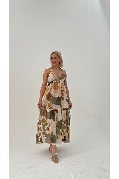 Nida Boutique Φόρεμα παραλίας από ύφασμα Modal με λουράκια και λεπτομέρεια με κορδόνια στην πλάτη