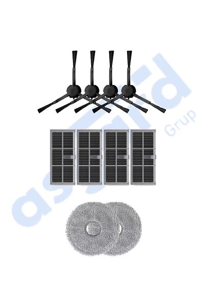 Asgard Grup Dreame X30Pro-L10S Pro Ultra-X30 Ultra Compatible 4 Side Brushes 4 Filters 2 Mops