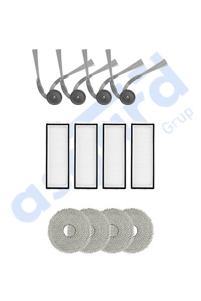 Asgard Grup Roborock Q Revo L Compatible 4 Side Brushes 4 Filters 4 Mops