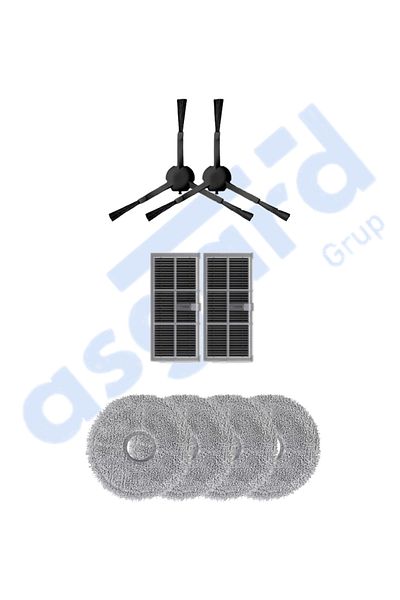 Asgard Grup Dreame X30Pro-L10S Pro Ultra-X30 Ultra Compatible 2 Side Brushes 2 Filters 4 Mops