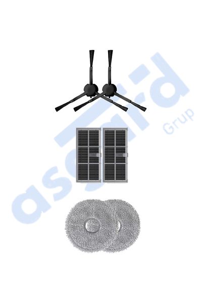 Asgard Grup Dreame X30Pro-L10S Pro Ultra-X30 Ultra Compatible 2 Side Brushes 2 Filters 2 Mops
