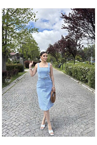 MissPul BEL KEMERLİ LİKRALI KOT ELBİSE