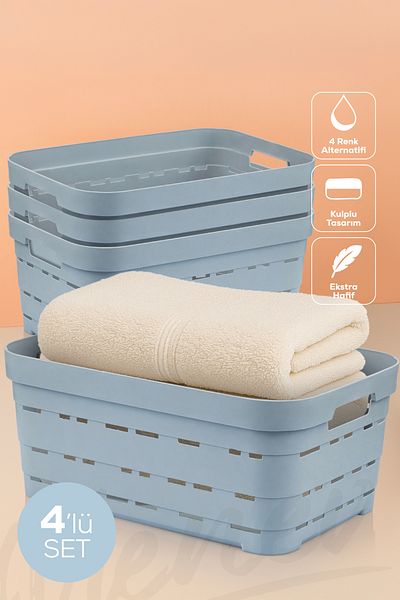Vienev Cutie de depozitare perforată de 10,8 litri, 4 bucăți, albastru