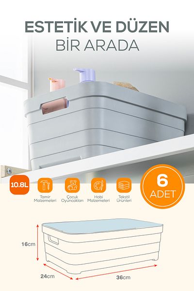 Vienev Cutie de depozitare de 10,8 litri cu 6 capaci albastru