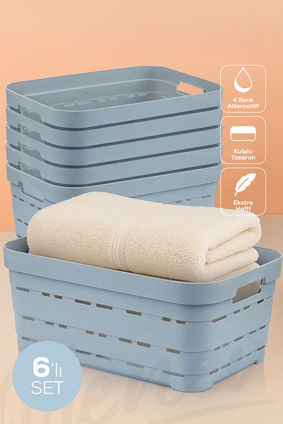 Vienev Cutie de depozitare perforată de 10,8 litri, 6 bucăți, albastru
