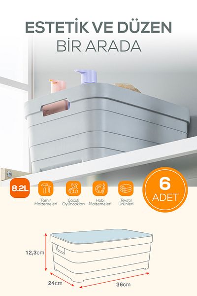 Vienev Cutie de depozitare de 8,2 litri cu 6 capaci albastru