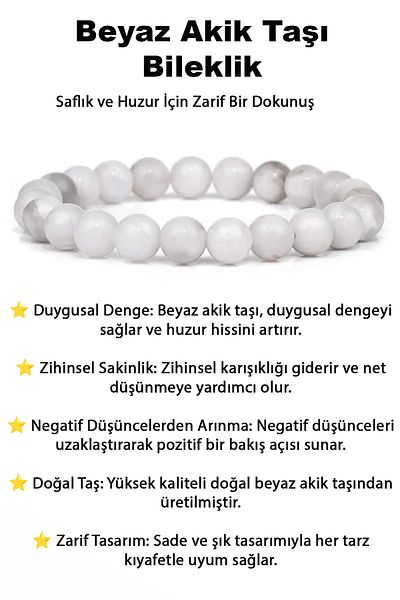 hmgtaş Natural Stone Agate Stone Charm Bracelet Stylish Energy Stress Success Bracelet