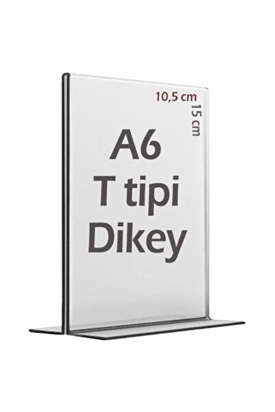 Genel Markalar A6 T-tipi Dikey 10x15cm Şeffaf Pleksi Fiyatlık Föylük Menü Broşür Etiket Fotoğraf Masaüstü Ayaklı