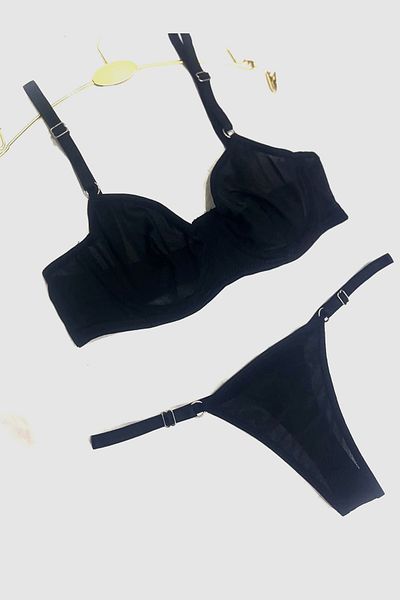 mendoza store Σετ σουτιέν με στρινγκ από μαύρο Brode