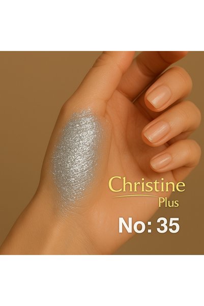 Christine Plus Fine Shimmering Eyeshadow in Powder Form – Silver Color No:35 (Eyeshadow)