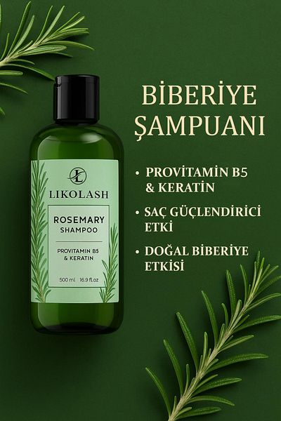 Likolash Rosemary Shampoo with Keratin, Biotin and Collagen Extract to Help Anti-Hair Loss and Fast Growth 500 ml