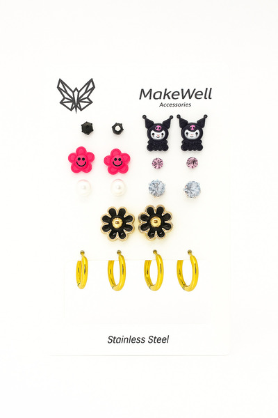 MakeWell Steel Kuromi Flower Daisy Bear Watermelon Unicorn My Melody Rocket L...