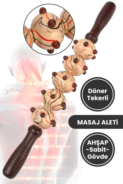 mei Ahşap Selülit Masaj Rulosu 5 Tekerlekli Lenf Drenajı GuaSha Etkili Kas Gevşetici Vücut Masaj Çubuğu