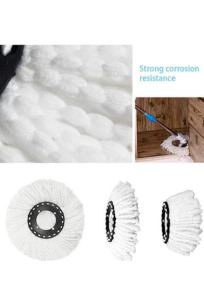 Generic 3-Piece Replacement Spin Mop Head Set White/Black