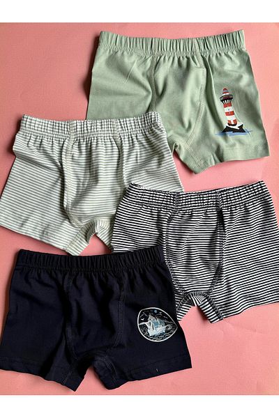 Elosia Sealer, 4 bucăți cu tematică Sailor, bumbac, boxer pentru băieți imprimați