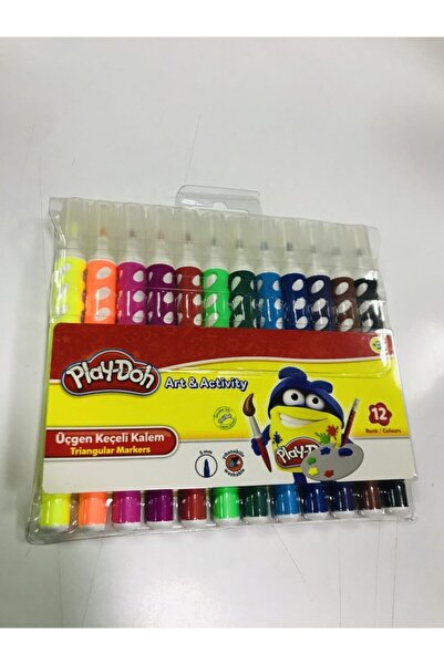 Play Doh PLAY-DOH 12 RENK ÜÇGEN FIRÇA UÇLU KALEM PP KUTU