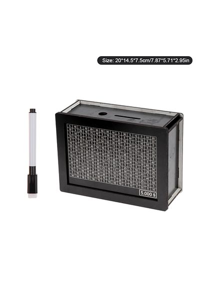 Choice Usd 5000 Usd Black Reusable Piggy Bank With Money Goal Counter Piggy Bank Diy Saving Money Box For H