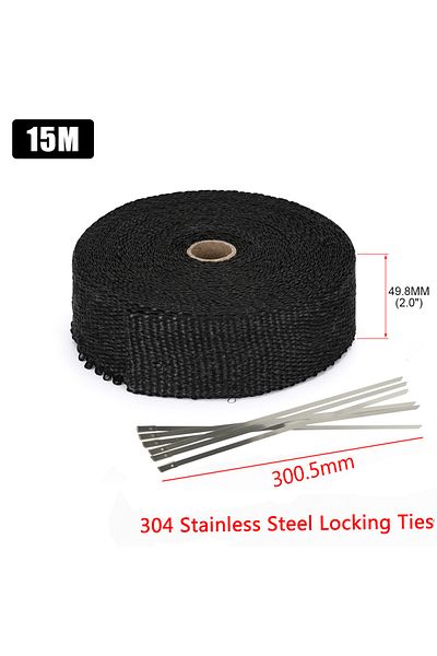 Choice 5cm 15m Black 5m/10m/15m Motorcycle Exhaust Thermal Tape Header Heat Wrap Manifold Insulation Roll R