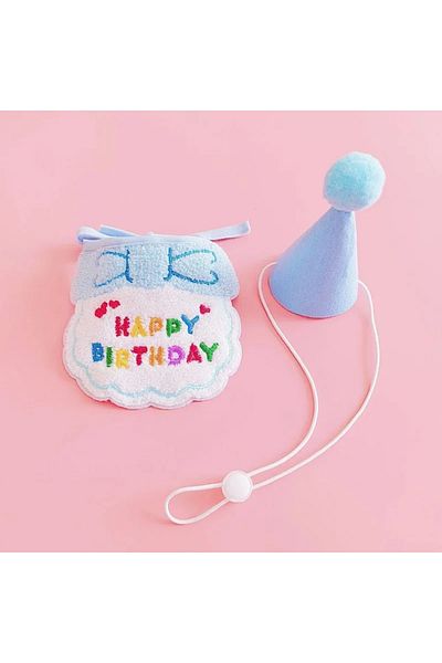 Choice Blue Adorable Dog Cat Puppy Birthday Hat & Bandana Set Cat Dog Accessories Pet Birthday Supplies