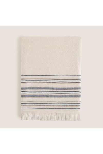 Chakra Derin Bath Towel 100x150 Cm ECRU/MARINE BLUE