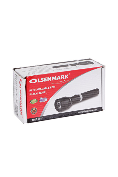 Olsenmark Rechargeable Led Flashlight, 1500m Range, Cree Led, Cnc Aluminium Body, Outdoor & Emergency Use