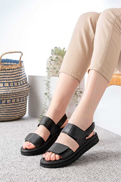 v.s.h velvet Women's Leather Matte Velcro Sandals Lightweight Casual Shoes