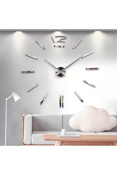 Generic 3d Mirror Diy Wall Clock Surface Sticker Silver 63 X 63centimeter