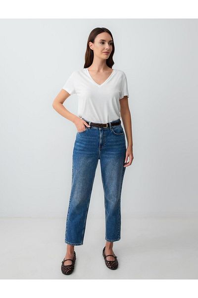 Jimmy Key Tricou alb cu mânecă scurtă, tricotat, modal