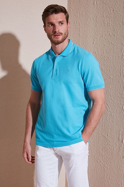 Buratti Tricou cu guler polo, 100% bumbac, cu nasturi, cu croiala normala, pentru barbati 5902118