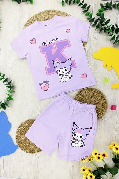 EYMİRGİYİM Double Set with Combed Cotton Shorts for Girls 3-4 Years, 5-6 Years, 7-8 Years, 9-10 Years