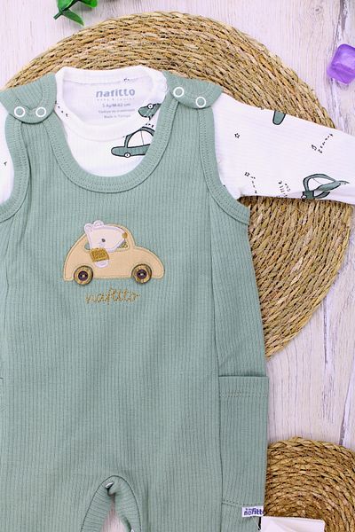 EYMİRGİYİM Car Embroidered Pattern Pocket Baby Boy Kids Jumpsuit 3 Months, 6 Months, 9 Months