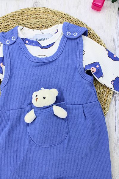 EYMİRGİYİM Teddy Bear Reported Fabric Baby Boy Jumpsuit 3 Months, 6 Months, 9 Months