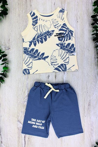EYMİRGİYİM Leaf Patterned Shorts Baby Boy Children's Suit 2 Years Old, 3 Years Old, 4 Years Old, 5 Years Old