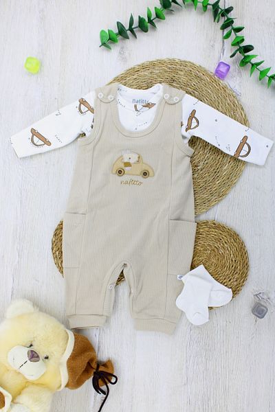 EYMİRGİYİM Car Embroidered Pattern Pocket Baby Boy Kids Jumpsuit 3 Months, 6 Months, 9 Months