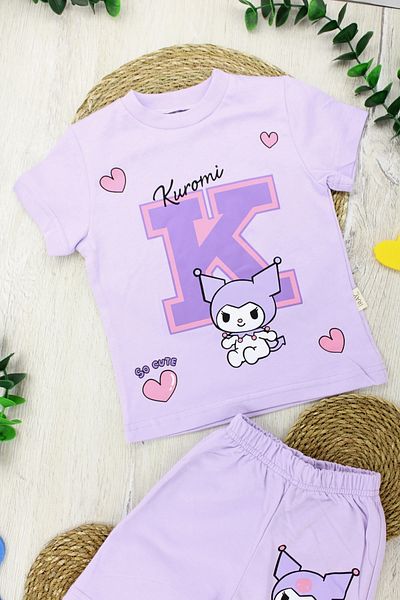 EYMİRGİYİM Double Set with Combed Cotton Shorts for Girls 3-4 Years, 5-6 Years, 7-8 Years, 9-10 Years