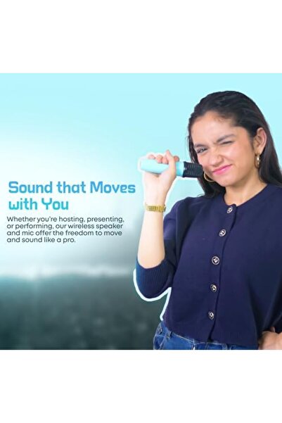 Faster Rock Box Portable Bluetooth Speaker- Pocket Sized Mini Speaker with 1 Wireless Microphone- 5.