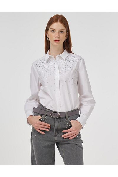 Kayra Grey Denim Trousers - Stone Embroidered