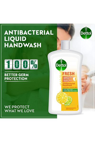 Dettol Fresh Liquid Handwash Refill, Citrus & Orange Blossom Scent, 1L x3