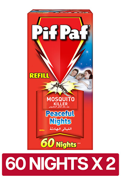 Pif Paf مجموعة جهاز كهربائي لقتل البعوض السائل | عبوة إعادة تعبئة 60 ليلة (عب...