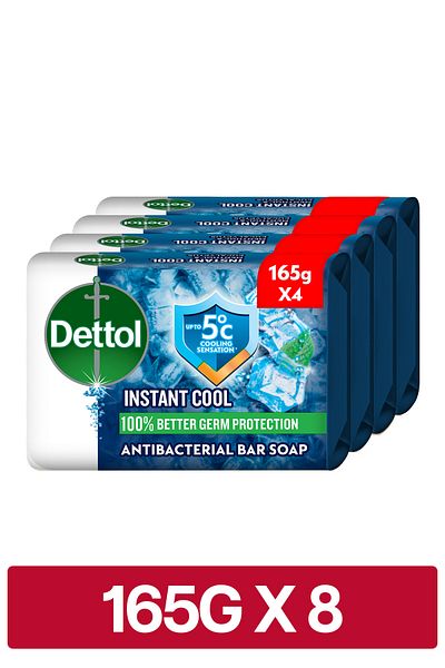 Dettol Cool Bathing Soap, Menthol & Eucalyptus Scent, 165g x 8