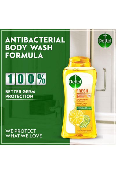 Dettol Fresh Shower Gel & Body Wash, Citrus & Orange Blossom Scent, (250ml + 500ml) x2