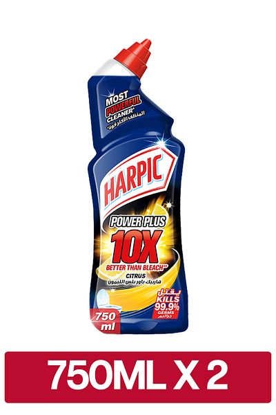 Harpic Power Plus Toilet Cleaner, Citrus Scent, 750ml x 2