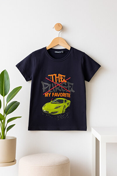 KURGAN TEKSTİL Erkek Çocuk Bisiklet Yaka Kısa Kollu Baskılı Tişört