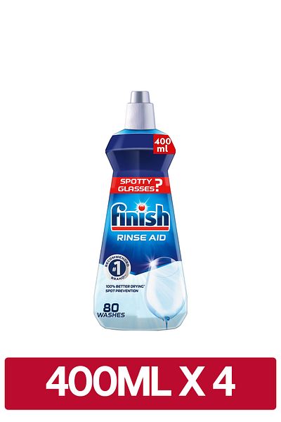 Finish Dishwasher Detergent Rinse Aid Liquid, Original Scent, 400ml x4